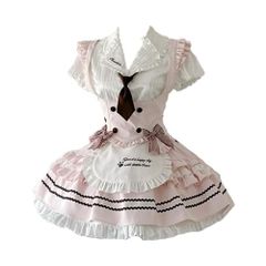 [New] [MODKOKU] Maid Outfit 3-Piece Set: Top and Bottom Set, Lolita Style, Mini Skirt, Waist-Defining, Women's Clothing, Uniform, JK, Gothic Lolita, Frills, Ribbons, Maid Outfit, Cosplay, Lolita, Costume, Idol, Short Sleeves 9f85f5f3