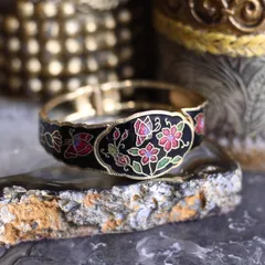 USA VINTAGE FLOWER DESIGN CLOISONNE METAL BANGLEアメリカ古着お花デザイン七宝焼きメタルバングルのサムネイル