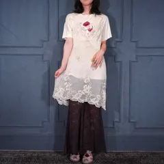 USA VINTAGE CLAIRE PETTIBONE LACE DESIGN NIGHTY DRESS TUNIC CAMISOLE MADE IN USAアメリカ古着レースデザインナイティドレスチュニックキャミソールのサムネイル