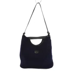 セリーヌ CELINE ショルダーバッグ ハンドバッグ 2WAY キャンバス レザー 紺 /BM ■OH
