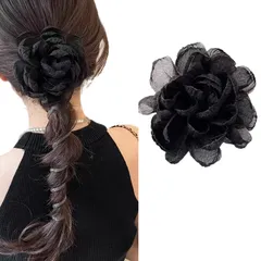 新品 HAPVITAL コイルポニー スパイラルヘアゴム ヘアアクセサリー 調節可能で 韓国風 おしゃれ 人気 蝶結び コイルアップ ワイヤーポニー 可愛い 跡がつかない アレンジ自在 全年?使用 入学式 結婚式 卒業式 デート (黒い花)