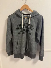 (^w^)b STOOGE&CO メンズ ジップ パーカー M 霜降り グレー 美品 バロックジャパン ストゥージアンドコー ロック バックプリント マリア スウェット 長袖 フーディー カジュアル 古着 裏起毛 秋 冬 OM12811MRのサムネイル