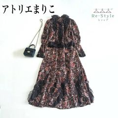 アトリエまりこ スカートセットアップ レース 花柄 総柄 フリル 