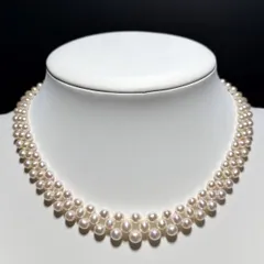 照り◎【K18】TASAKI/タサキ 田崎 リアルパール 3連 真珠ネックレス 3.19〜6.39㎜ 41㎝ 25.8g 本真珠 pearl jewelry necklace SS298のサムネイル