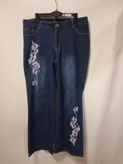 新品 フラワー 花 刺繍 ヴィンテージ デニム 2個 個あたりのサムネイル