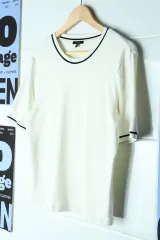 W(XL) マッシモ ドゥッティ 半袖 Tシャツ リンガー 白 ワッフル-7C89のサムネイル