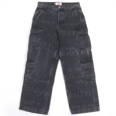 美品□Supreme Martine Rose シュプリーム マーティンローズ ロゴ総柄 レザーパッチ デニムパンツ カーゴパンツ ブラック 32 正規品 美品□Supreme Martine Rose シュプリーム マーティンローズ ロゴ総柄