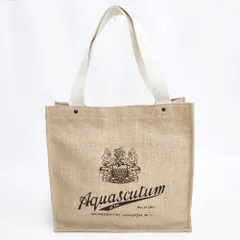 Aquascutum ジュート素材 スクエア トートバッグ ベージュ レディース アクアスキュータム【中古】6-0518M◎のサムネイル