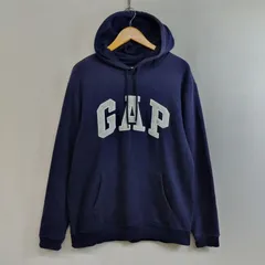OLD GAP ギャップ プルオーバーパーカー スウェット ビッグロゴ アーチロゴ フーディー 裏起毛 古着 定番 Y2K ネイビー系 M E874