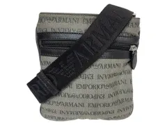 EMPORIO ARMANI (エンポリオアルマーニ) 総柄ロゴ ショルダーバッグ イタリア製 9RW401 グレージュ系 メンズ/028のサムネイル