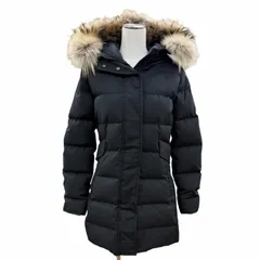 美品◇Pyrenex ピレネックス W19P1 GRENOBLE グルノーブル ロゴワッペン ファー フード付き ダウンジャケット ブラック 36 チュニジア製 正規品 レディースのサムネイル