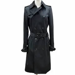 極美品◇SAINT LAURENT PARIS サンローランパリ 507530 ロゴボタン レザー使い ベルト付き トレンチコート ブラック 36 イタリア製 正規品 レディースのサムネイル