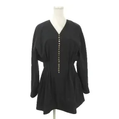 ルシェルブルー LE CIEL BLEU ワンピース 36 黒 ブラック Vネック 長袖 ピンタック フレア 23A63414 /AO5 ■GY57のサムネイル
