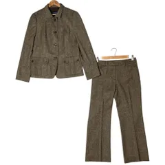美品 BURBERRY LONDON バーバリーロンドン ツイード ジャケット パンツ セットアップ スーツ 40 ブラウン レディース 古着 中古 USEDのサムネイル
