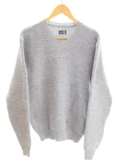 フラットヘッド THE FLAT HEAD Club Label WOOL KNIT V NECK ウールニット Vネック セーター ワンポイント 刺繍 CL-KT008 L セーター グレー Lサイズ 103MT-4709のサムネイル