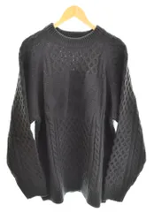 ウィンダンシー WIND AND SEA Cable Knit Sweater ケーブルニット クルーネック セーター ロゴ刺繍 WDS-O-ATWS-25-Q2-KN-02 L セーター ブラック Lサイズ 103MT-4710のサムネイル