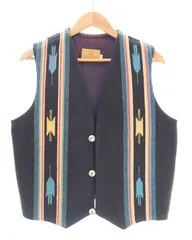 ヴィンテージ Vintage Centinela センチネラ Chimayo チマヨベスト ネイティブ アメリカン柄 コンチョボタン 民族 40 ベスト ブラック 103MT-4651のサムネイル