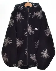 ウィンダンシー WIND AND SEA PALM TREE PATTERN FLEECE PARKA パルムツリー フリースジャケット 総柄 ロゴ刺繍 WDS-0-PMT-23-Q2-JK-01 L ジャケット ブラック Lサイズ 103MT-4700のサムネイル