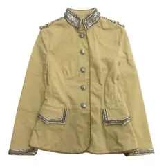 美品 ERMANNO SCERVINO エルマノ シェルヴィーノ チェーンエポレット ジャケット ブルゾン 銀糸 ブレード装飾 38 ベージュ レディース 古着 中古 USEDのサムネイル