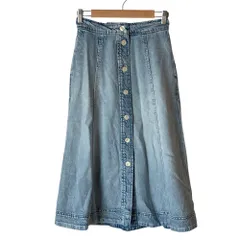 美品 LAUREN RALPH LAUREN ローレンラルフローレン デニム フレアスカート サイズ00 インディゴブルー レディース 古着 中古 USEDのサムネイル