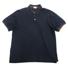 HERMES SELLIER エルメス セリエボタン ポロシャツ カットソー メタルボタン 大きいサイズ XXL ネイビー メンズ 古着 中古 USEDのサムネイル