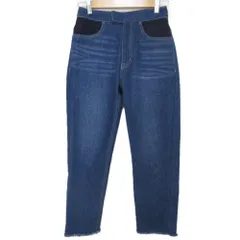 美品 BORDERS at BALCONY ボーダーズアットバルコニー カットオフ テーパード デニムパンツ ジーンズ 36 インディゴブルー レディース 古着 中古 USEDのサムネイル
