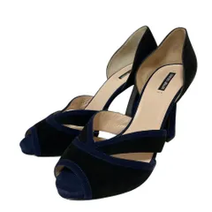 美品 GIORGIO ARMANI ジョルジオアルマーニ スエード オープントゥ ハイヒール セパレート パンプス 37.5 24.5cm相当 ブラック レディース 古着 中古 USEDのサムネイル