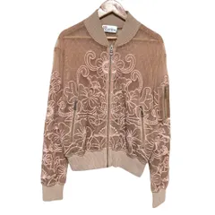 美品 REDValentino レッドヴァレンティノ エンブロレース チュール シアー ジップブルゾン 40 ピンク レディース 古着 中古 USEDのサムネイル