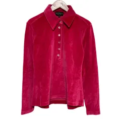 良品 GUCCI グッチ トムフォード期 ベルベット ロングスリーブポロシャツ 42 レッド レディース 古着 中古 USEDのサムネイル