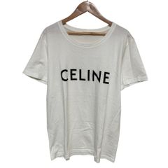 CELINE フロントロゴプリント ルーズ半袖Tシャツ ホワイト サイズM