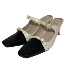 良品 Herlipto ハーリップトゥ Mademoiselle Mules メリージェーン ミュール サンダル サイズ38 24cm相当 ブラック バニラ レディース 古着 中古 USEDのサムネイル