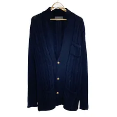 良品 Salvatore Ferragamo サルヴァトーレフェラガモ ケーブルニットカーディガン サイズL ネイビー メンズ 古着 中古 USEDのサムネイル