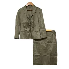 美品 MARELLA マレーラ ラミー フックジャケット スカート セットアップ スーツ サイズ42 グレージュ レディース 古着 中古 USEDのサムネイル