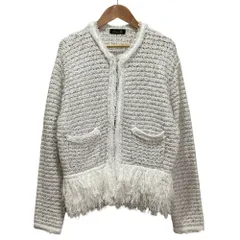 美品 DRAWER ドゥロワー フリンジニットジャケット 6515-199-0600 ホワイト レディース 古着 中古 USEDのサムネイル