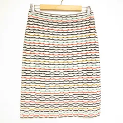美品 MISSONI ミッソーニ マルチボーダー ニット スカート サイズ42 ホワイト系マルチカラー レディース 古着 中古 USEDのサムネイル
