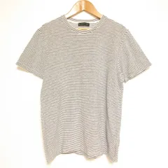 美品 ETRO エトロ パイル地 ボーダー柄 ショートスリーブ Tシャツ カットソー サイズM ホワイト×ネイビー メンズ 古着 中古 USEDのサムネイル