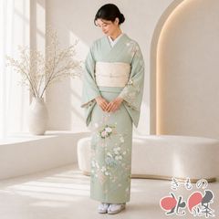 正絹 袷 オリーブカーキ 瓢箪柄 訪問着 裄70cm - メルカリ
