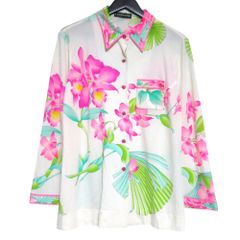 KENZO ヴィンテージ　シアーフラワー　シルクシャツ　38 KENZO フラワー柄 長袖シャツ ホワイト 中古 古着 オールド - メルカリ