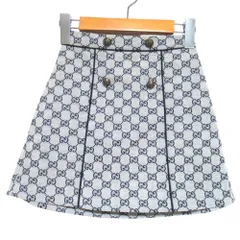 美品 GUCCI グッチ BEEボタン GGジャガード イージースカート 571293 キッズ 子ども服 サイズ12 グレー ネイビー キッズ 古着 中古 USEDのサムネイル