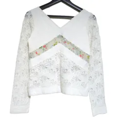 良品 04AW Christian Dior クリスチャンディオール ガリアーノ期 レース シフォン バックシャン ニットカットソー I44 アイボリー レディース 古着 中古 USEDのサムネイル