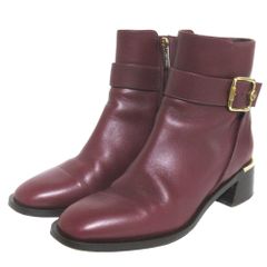 미품 JIMMY CHOO 지미츄우 벨트 디자인 사이드 Zip 앵클 부츠 쇼트 부츠 사이즈 35.5 약 22.5 cm 보르도 레이디스 헌 옷 중고 USED