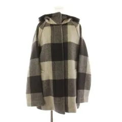 コーチ COACH ブロックチェックウールフーデッドコート ミドル丈 S グレージュ 茶 ブラウン /KUのサムネイル