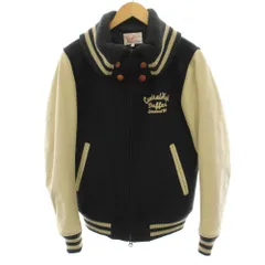 ザ・ダファー・オブ・セントジョージ The DUFFER of ST.GEORGE スタジアムジャンパー スタジャン アウター ラムレザー L 紺 ネイビー ベージュ DF-Q9-55139 /YTのサムネイル