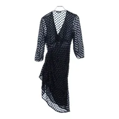 VERSACE (ヴェルサーチ) ベロアドット ストライプ総柄 カシュクール 長袖 ワンピース ドレス ブラック レディースのサムネイル