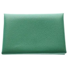 HERMES (エルメス) カルヴィデュオ 二つ折りカードケース ヴェールヴェルティゴ エプソン グリーン レザー W刻印 シルバー金具のサムネイル