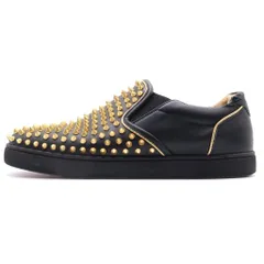 CHRISTIAN LOUBOUTIN (クリスチャンルブタン) ゴールドスタッズ レザー スリッポン ブラック/ゴールド 42.5
