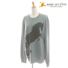 ■ HERMES セーター 長袖 トップス ニット Chess and Shadow 馬 チェス駒 カシミヤ レディース メンズ XXL ブルーグレー系 タグ付き 美品のサムネイル
