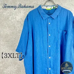T3【Tommy Bahama】ブルー 無地 シルクシャツ〔3XLT〕のサムネイル