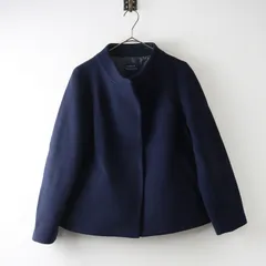 ヒューマンウーマン HUMAN WOMAN ファインウールダブルモッサジャケット M＼ネイビー スタンドカラー【2400014925876】のサムネイル