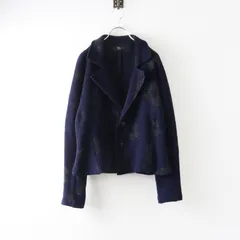 Y's ワイズ ヨウジヤマモト フラワーモチーフ 縮絨ウール ニットジャケット 2 ネイビー┃花柄 圧縮【2400014986280】のサムネイル